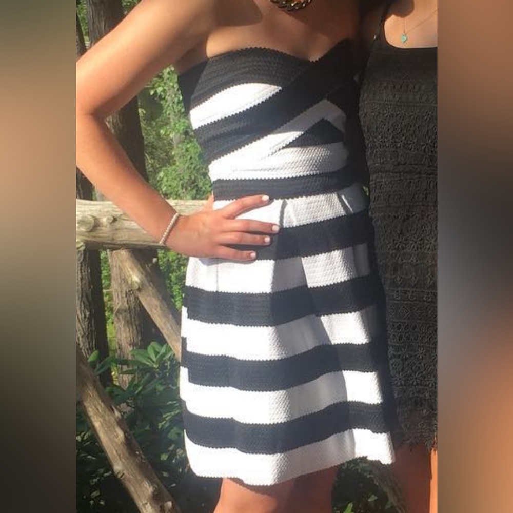 Express Black and White Textured Dress